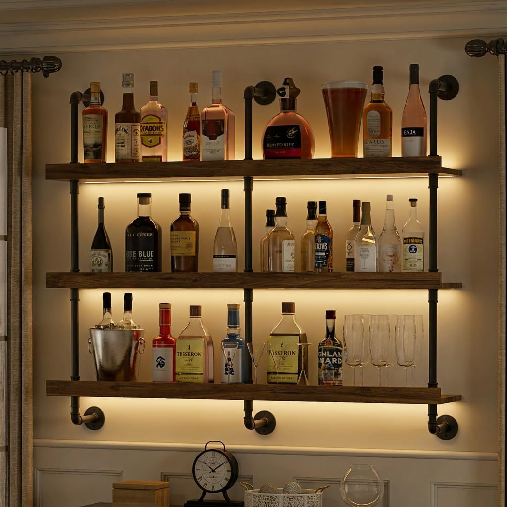 Kitchen Appliances Rack - Настенная винная полка с LED-подсветкой, трехуровневая